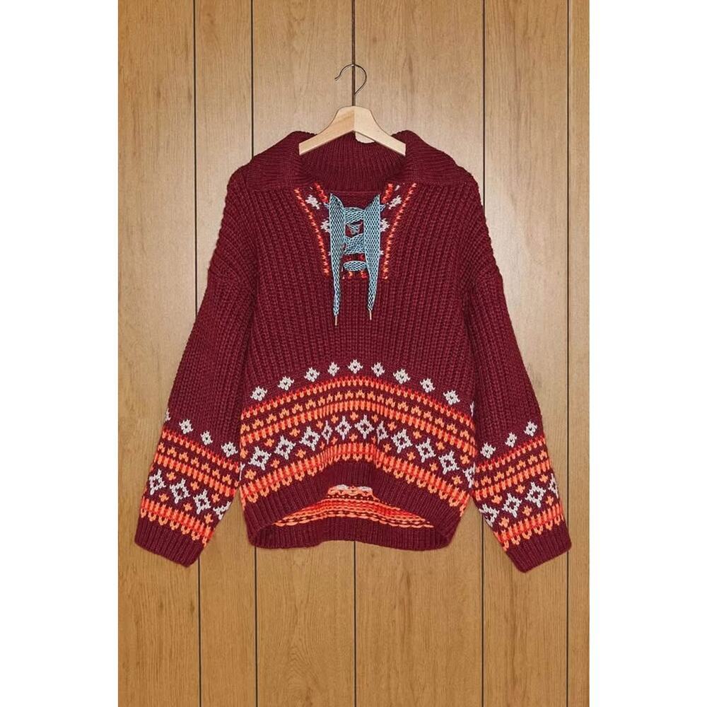 Kimchi Blue Urban Outfitters Scout Lace Up Chunky Oversized Sweater Sz XS